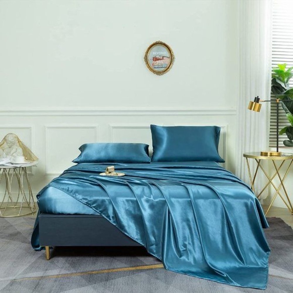 New 3-4 Pcs Satin Sheets -  Silky Super Soft Extra Deep Pocket Twin o… - Picture 2 of 16